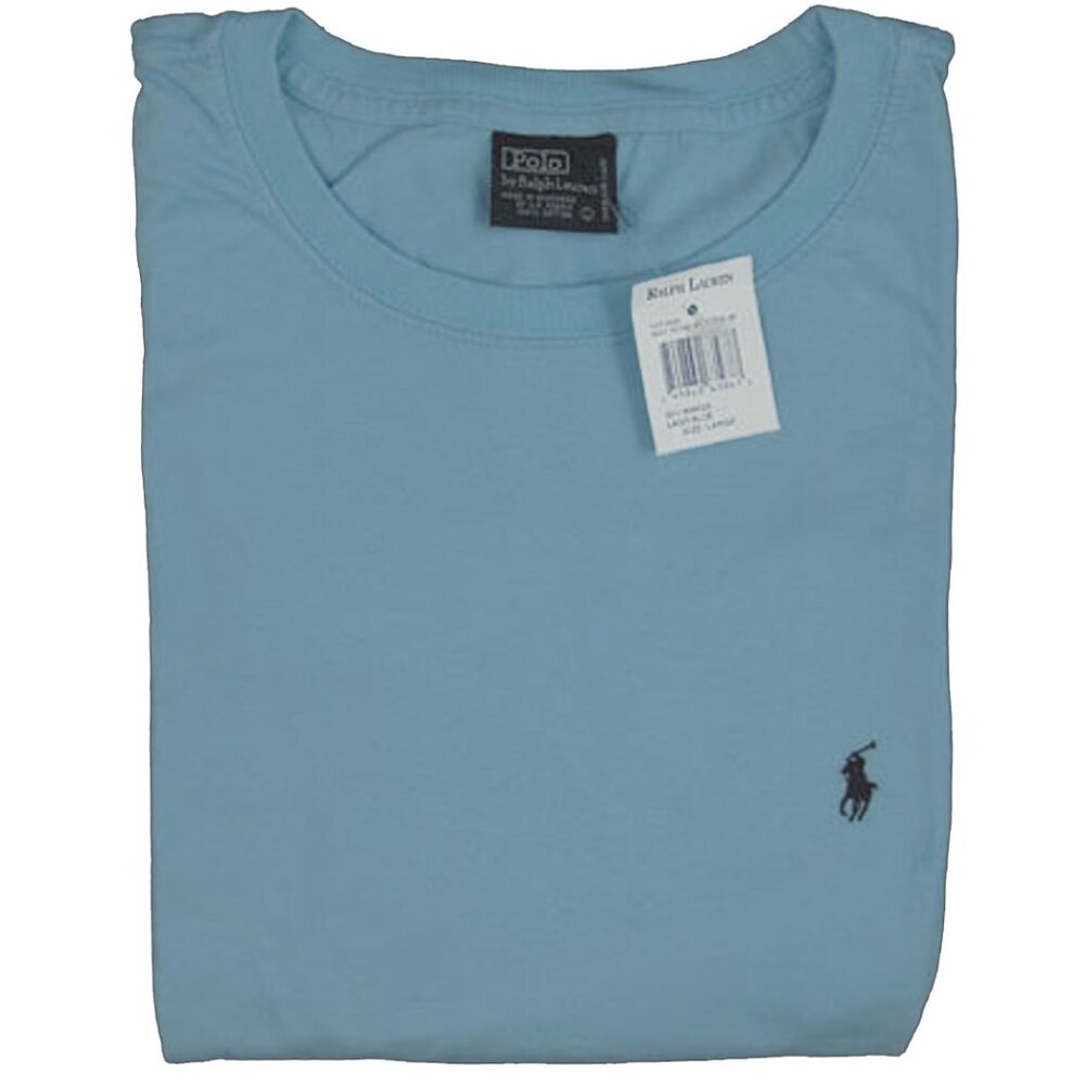 NEW Vintage Polo Ralph Lauren T Shirt! Light Grayish Blue With Navy Polo Player